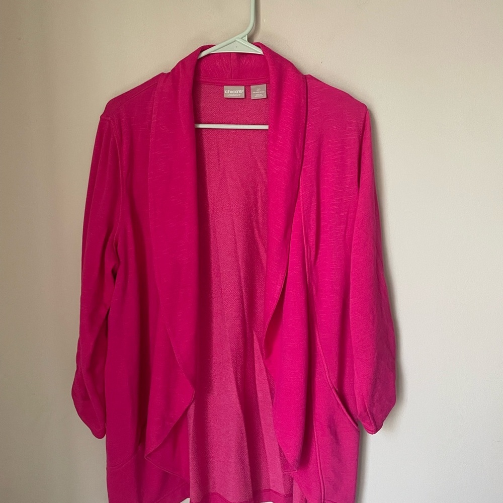 Chico's Vibrant Pink Cardigan Size 2P 12/14